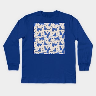 Blue Matisse Cats Kids Long Sleeve T-Shirt